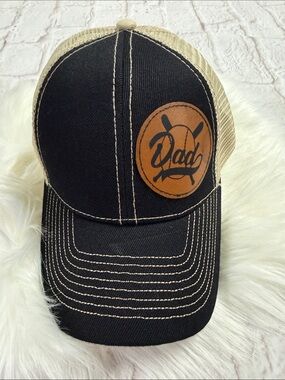 Dad Patch Trucker Cap in Black and Tan